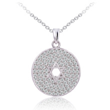 Micro Pave Setting Round Star Pendentifs Argent pour Femmes